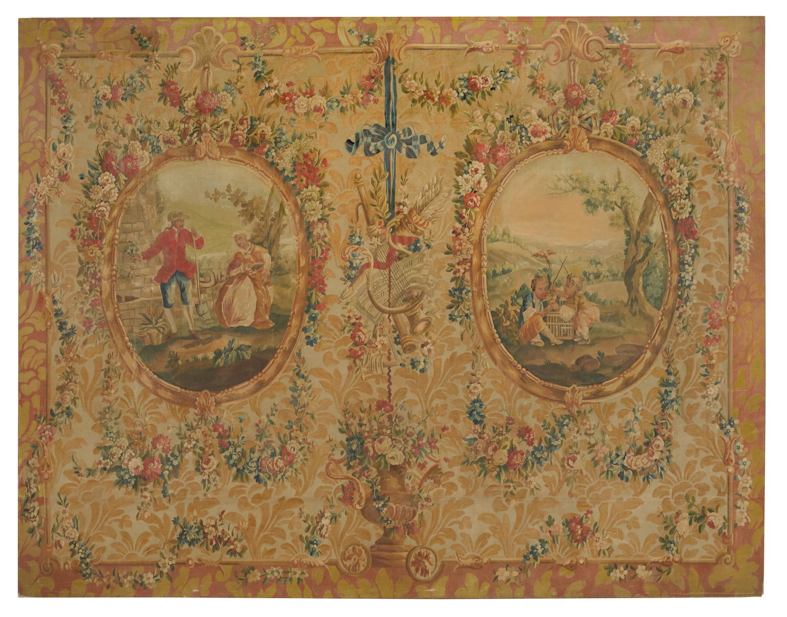 French School (ca. 1800): French School ca. 1800 "Tapisserie - Dessin" oil on canvas unsigned. Unframed. 94" x 121"