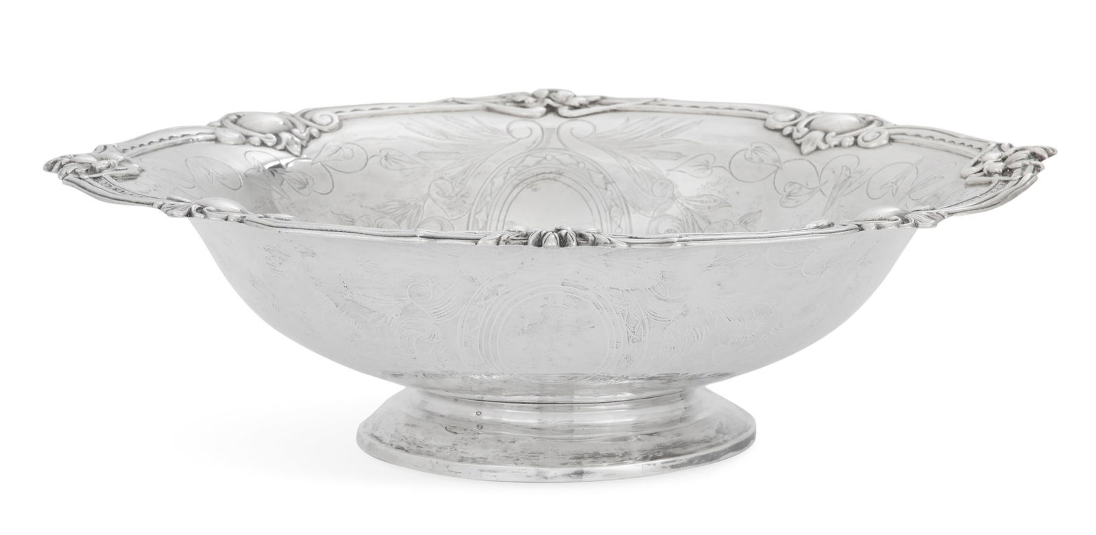 French Second Empire Silver Center Bowl: French Second Empire Silver Center Bowl third quarter 19th century, Paris, Auguste-Louis Fizaine (1827-1900, working 1858-1879), second standard (.800) silver, the circular bowl with applied molded ri
