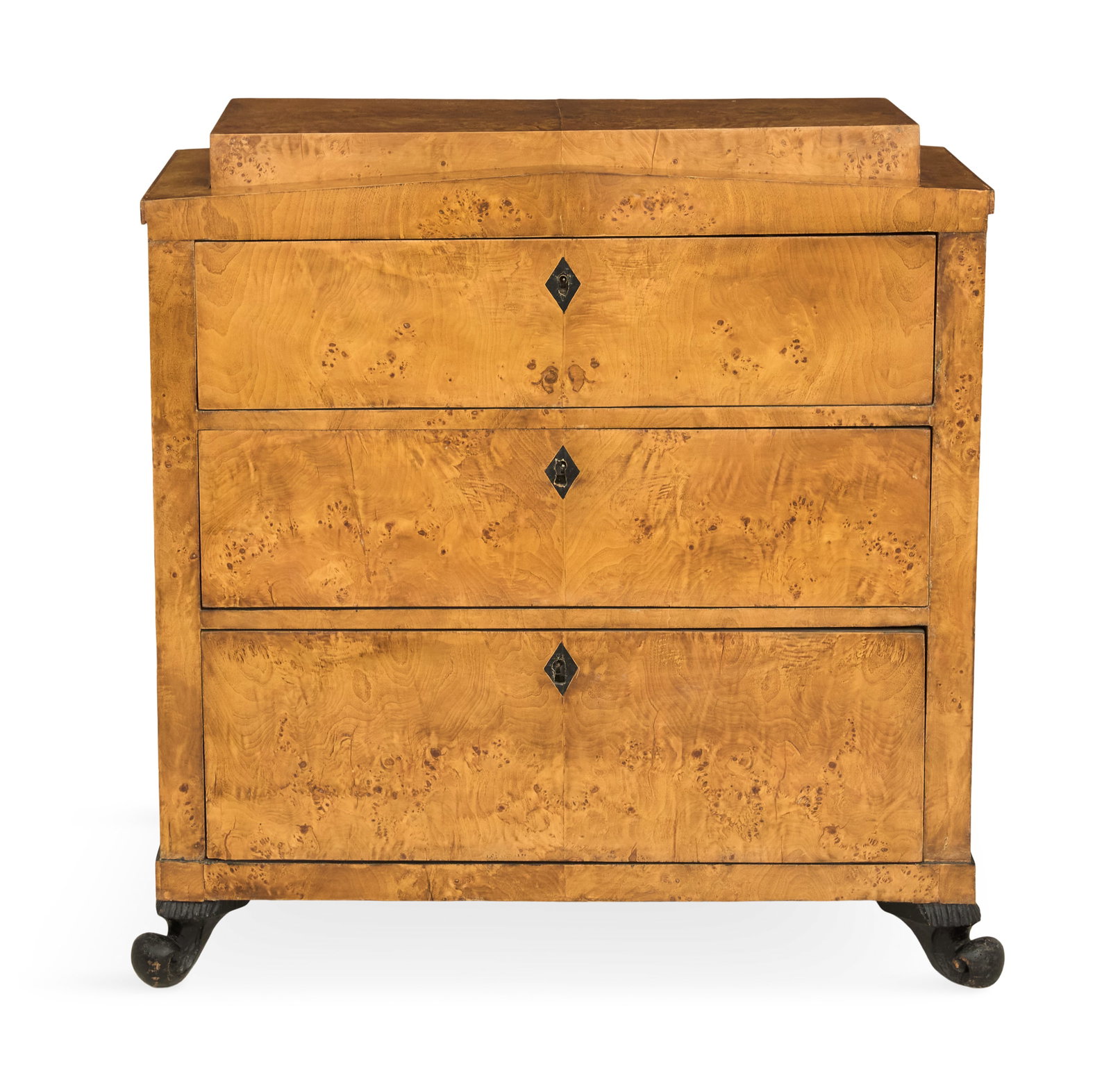 Biedermeier Burl Elm Three-Drawer Chest (1 of 3)