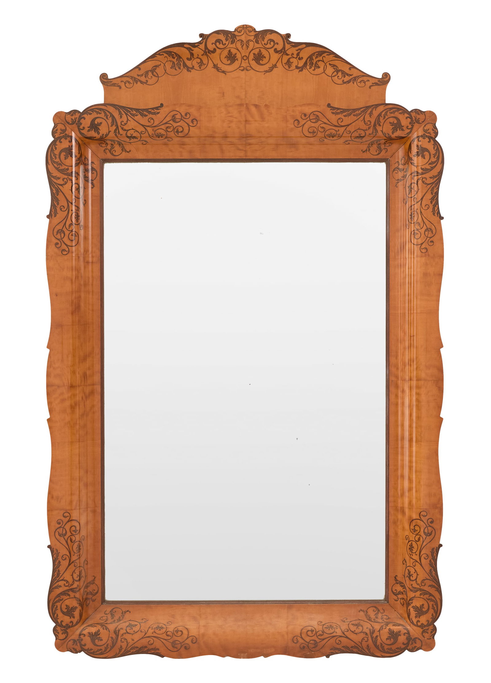 Unusual Biedermeier Inlaid Birch Mirror (1 of 3)