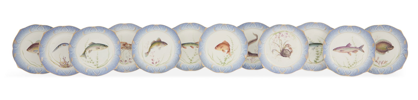 Twelve Royal Copenhagen Porcelain Fish Plates (1 of 7)