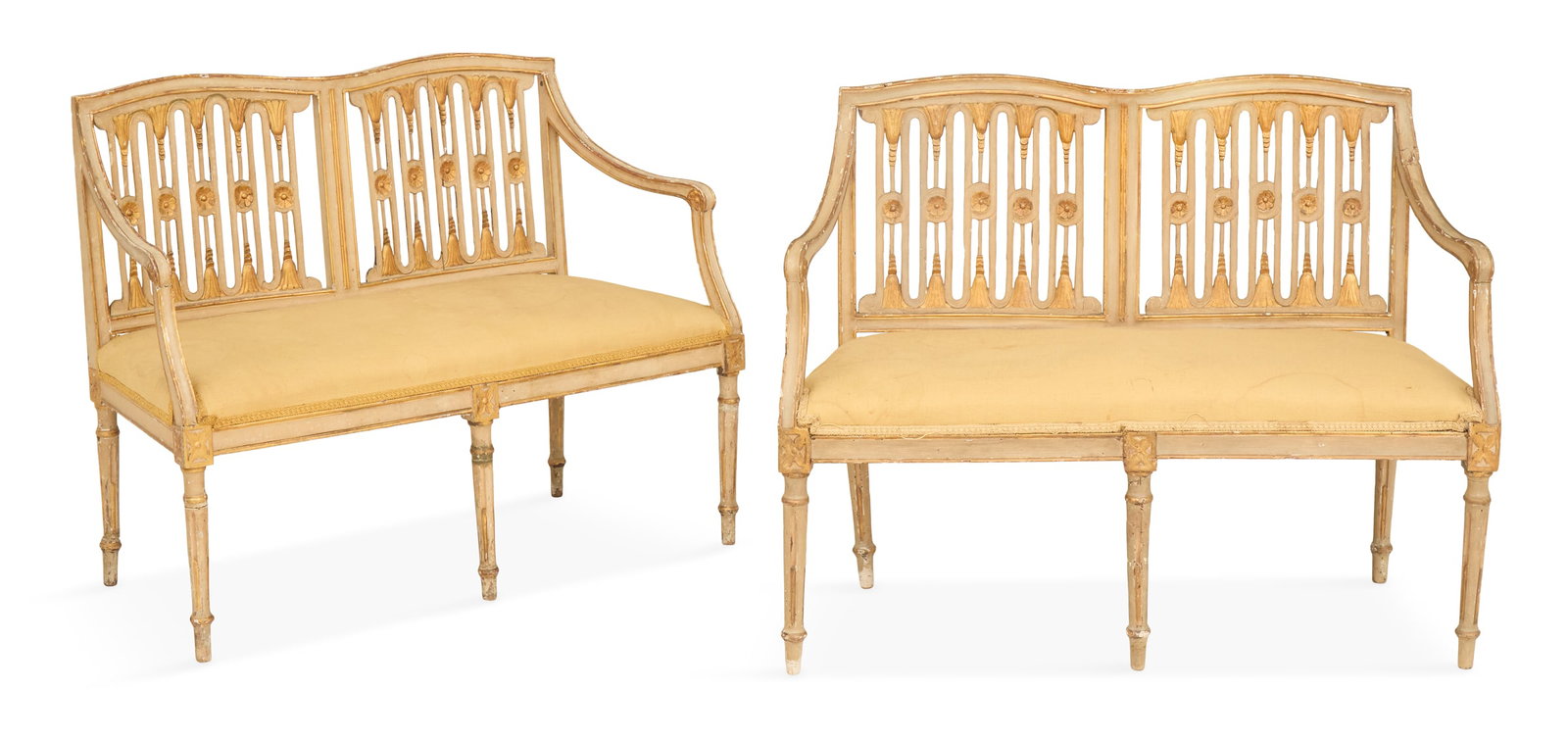 Polychrome and Parcel-Gilt Directoire Settees (1 of 4)