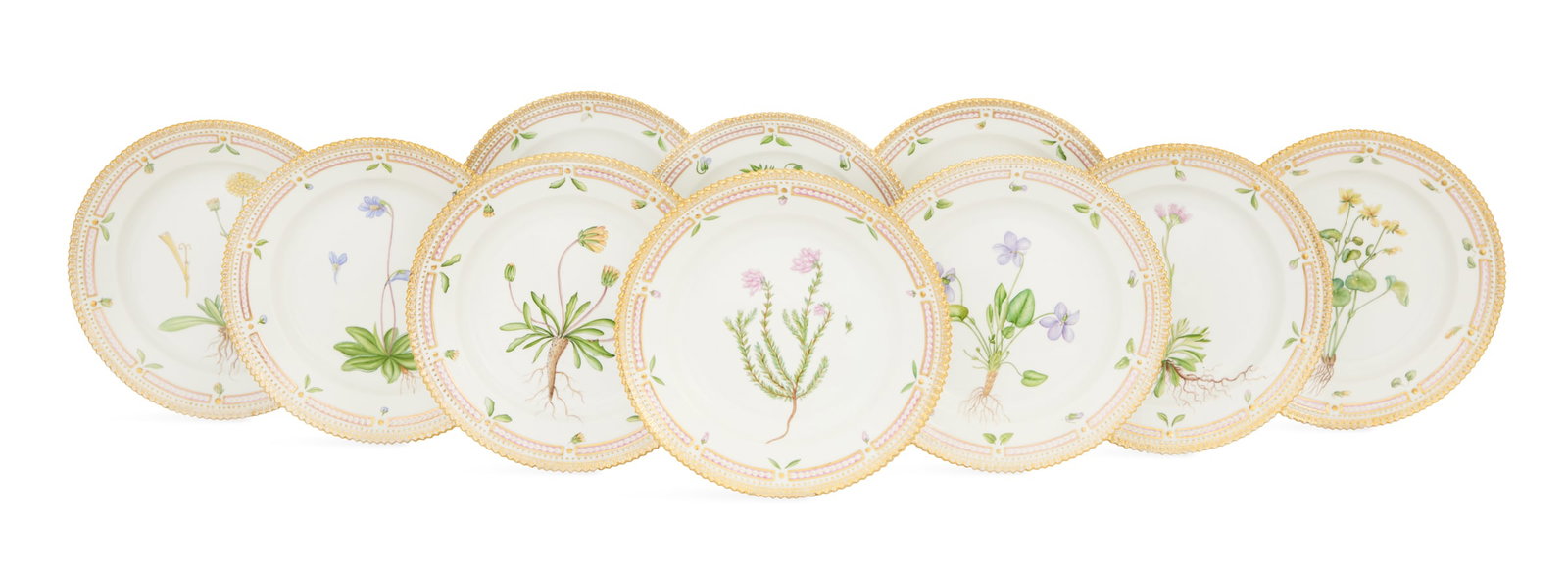 Ten Royal Copenhagen "Flora Danica" Salad Plates (1 of 5)