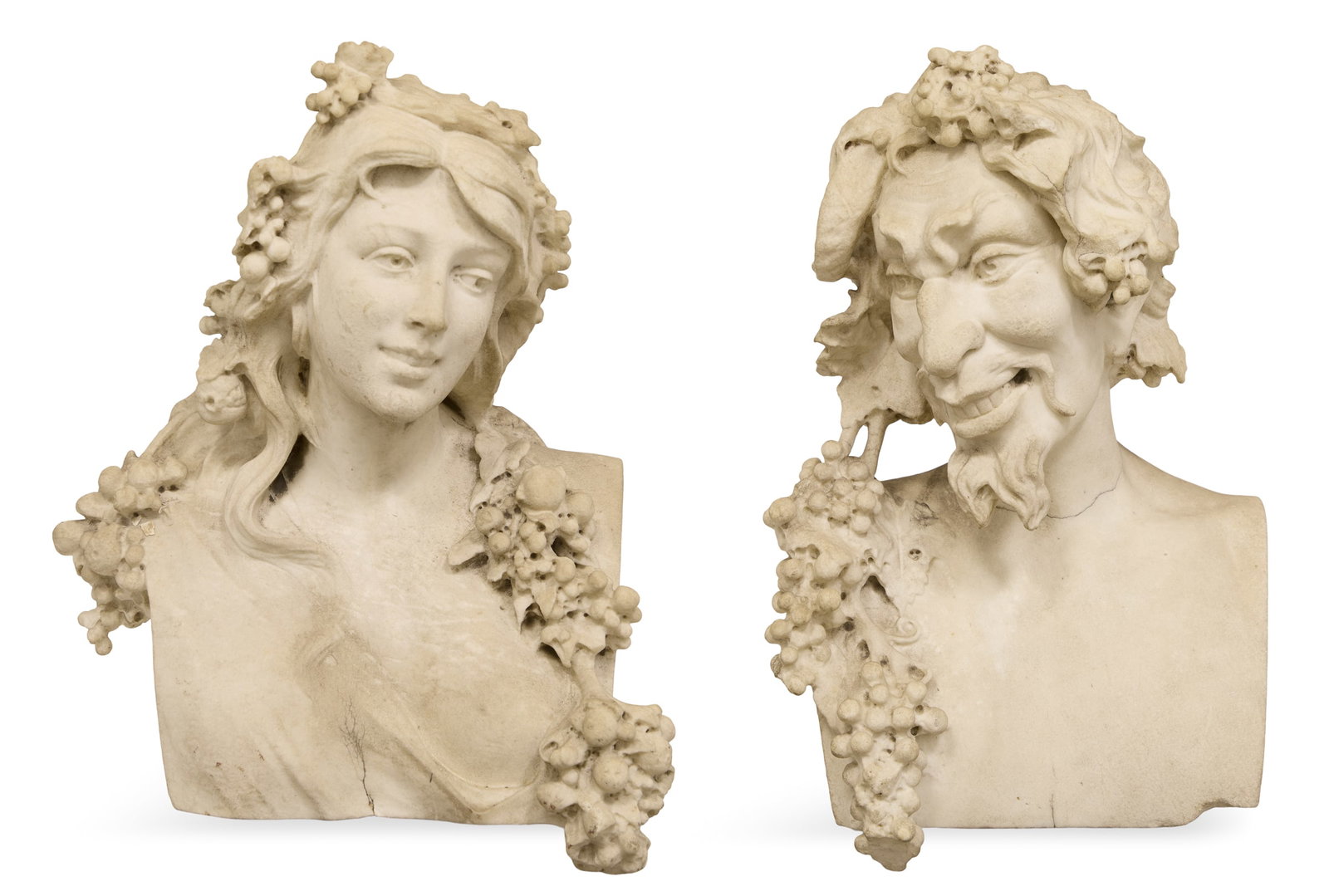 Pair of Italian Carved Marble Busts (1 of 9)