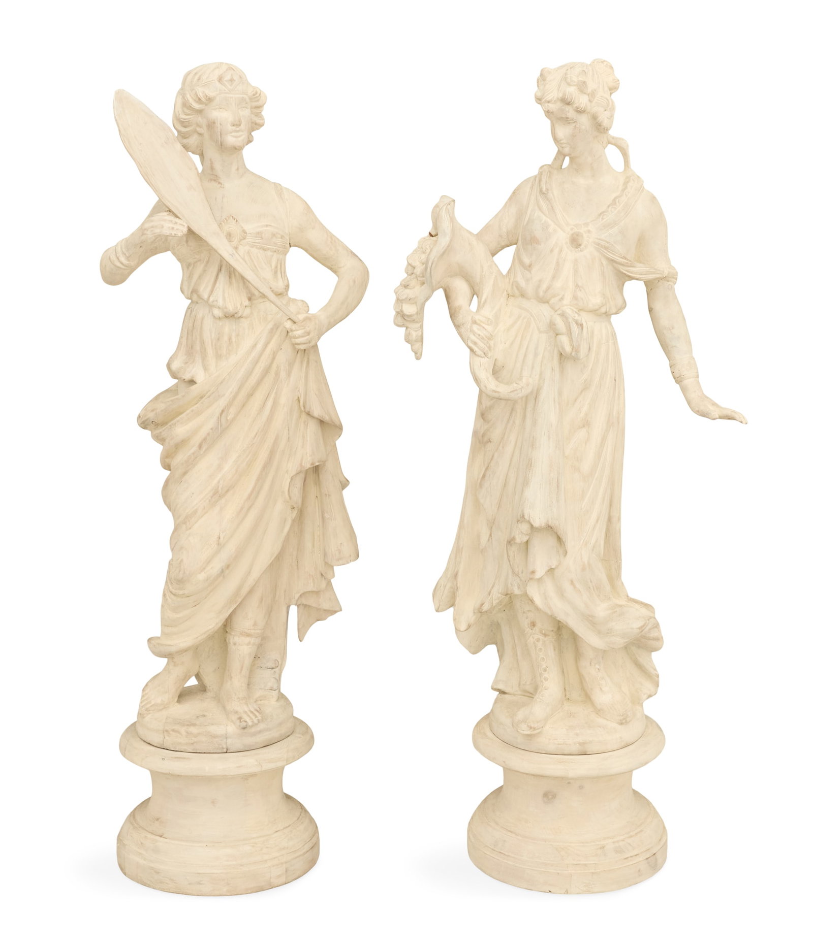 Pair of Carved Wooden Figures of Nike and Demeter (1 of 3)