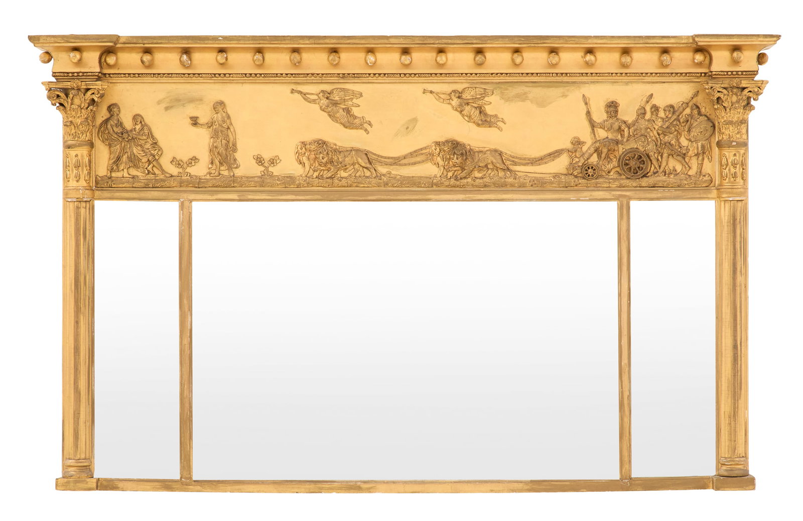 Giltwood Three-Part Overmantel Mirror (1 of 2)