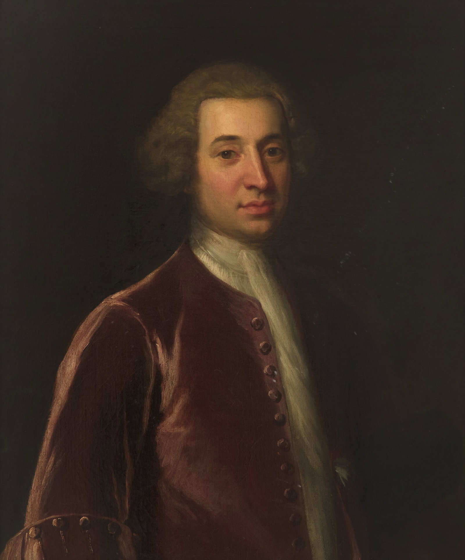 British School (18th Century): British School 18th Century "Portrait of a Gentleman" oil on canvas unsigned. Framed. 30" x 25", framed 36-1/2" x 31"
