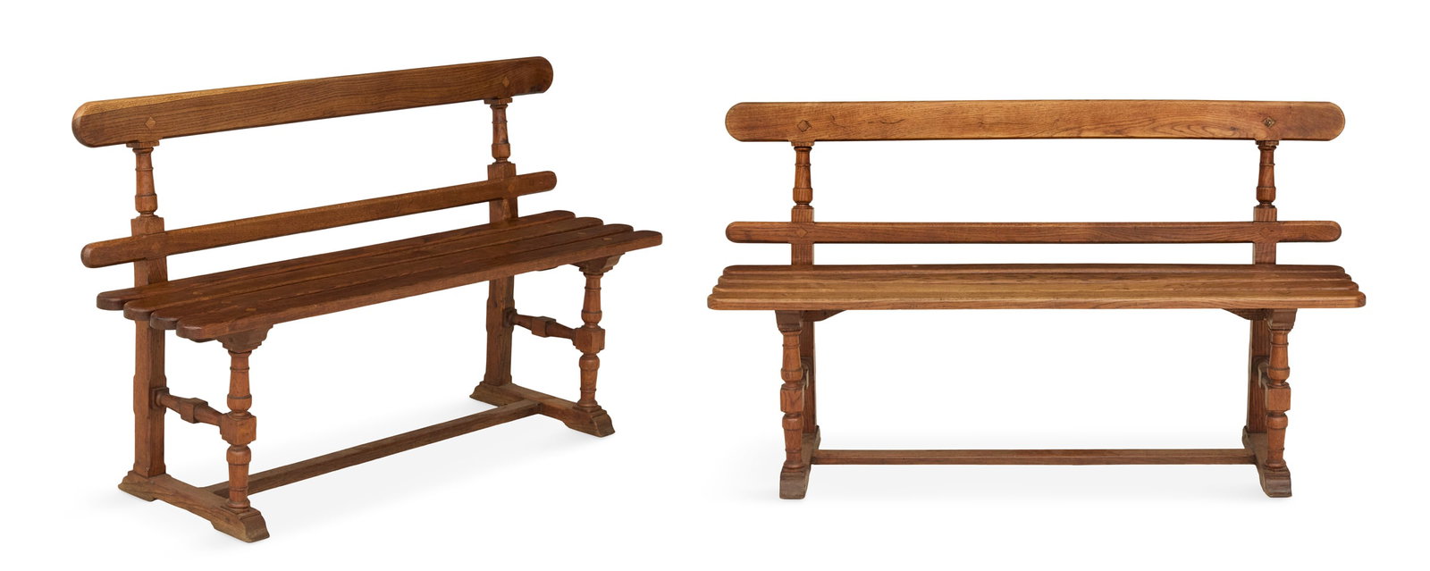 Pair of Continental Oak Benches (1 of 7)
