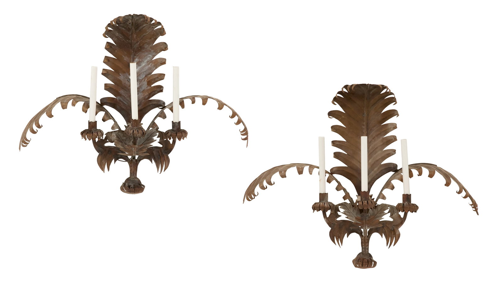 Pair of Italian Brass-Plated Tole Sconces (1 of 5)