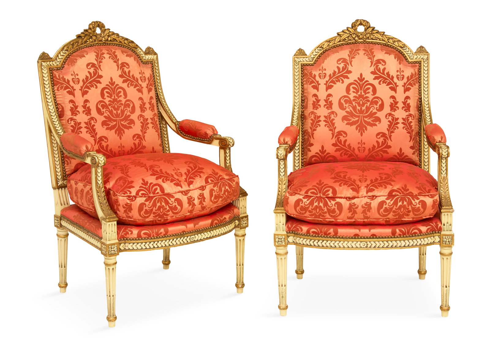 Pair of Louis XVI-Style Polychrome Fauteuils (1 of 3)