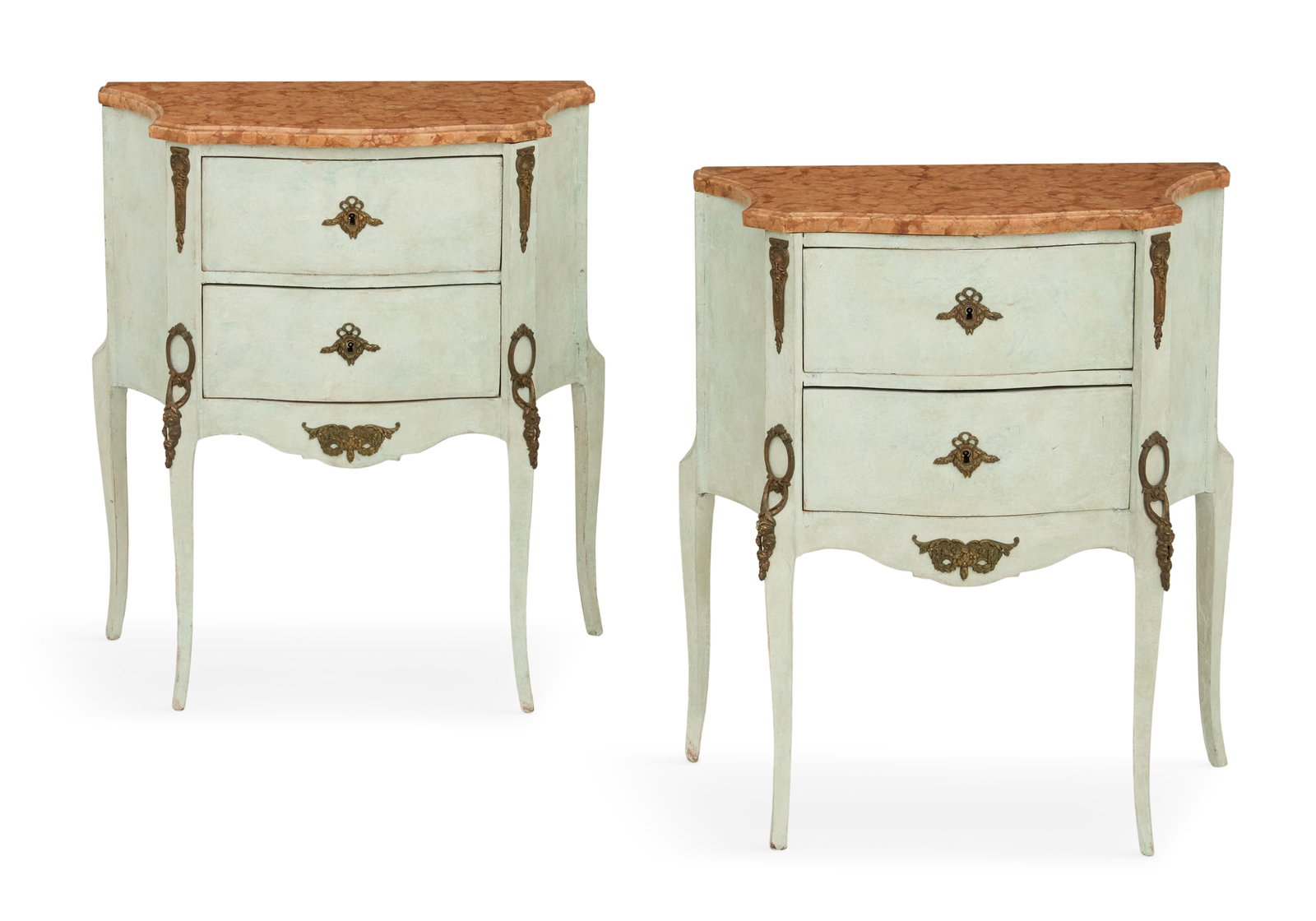 Pair of French Painted and Marble-Top Side Tables (1 of 5)