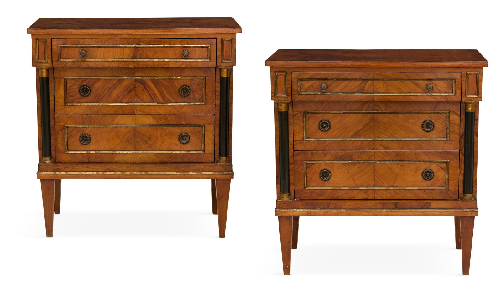 Pair of Neoclassical-Style Walnut Commodes (1 of 3)