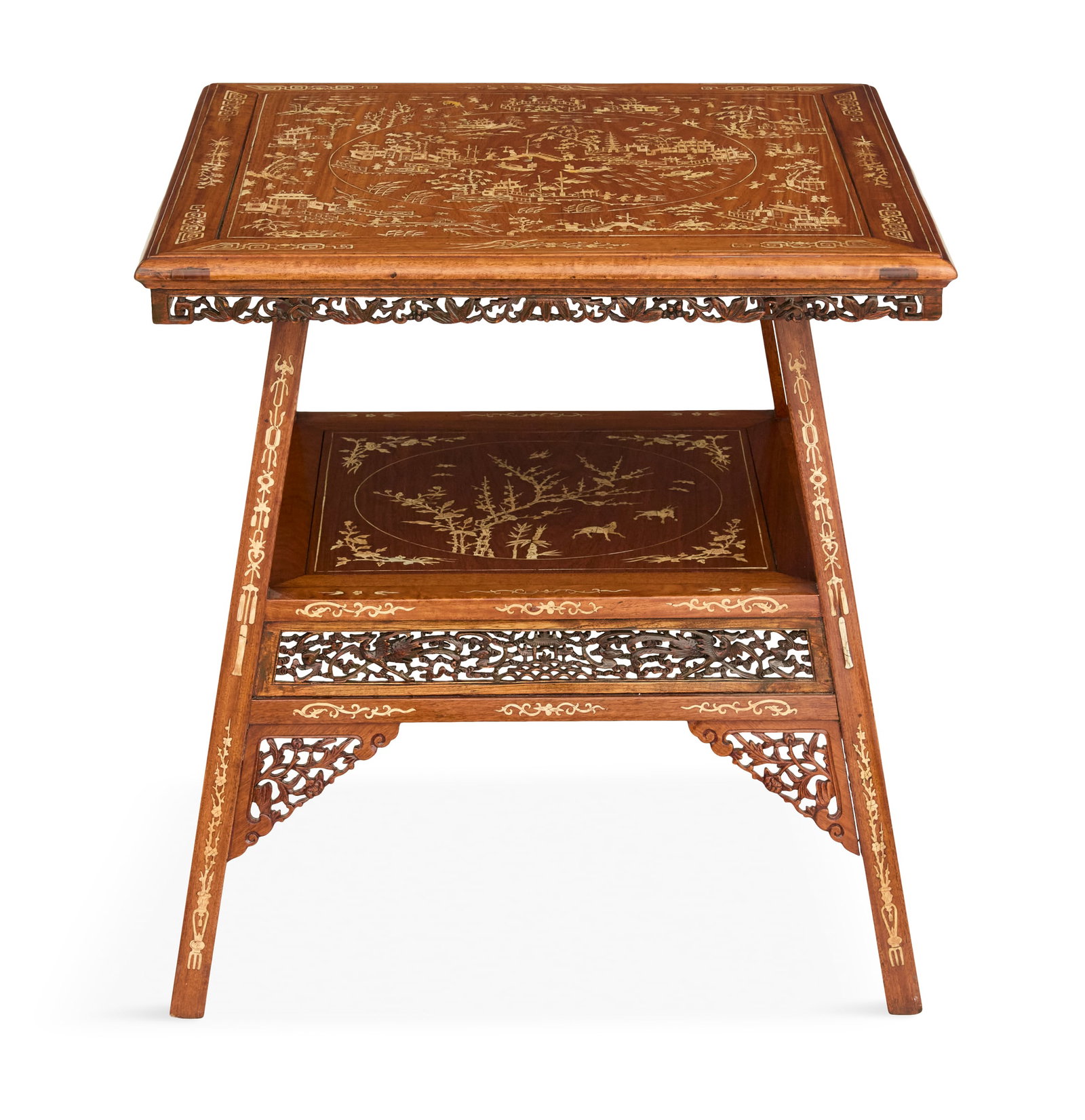 Syrian Teakwood and Bone-Inlaid Side Table (1 of 5)