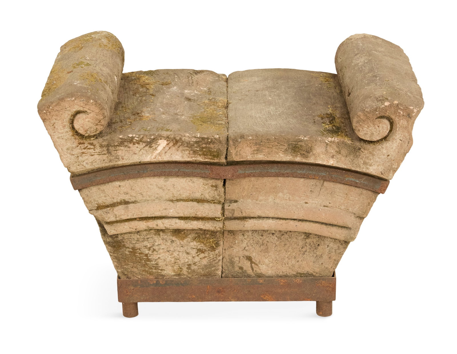 Molded Stone and Patinated-Metal Bench (1 of 3)