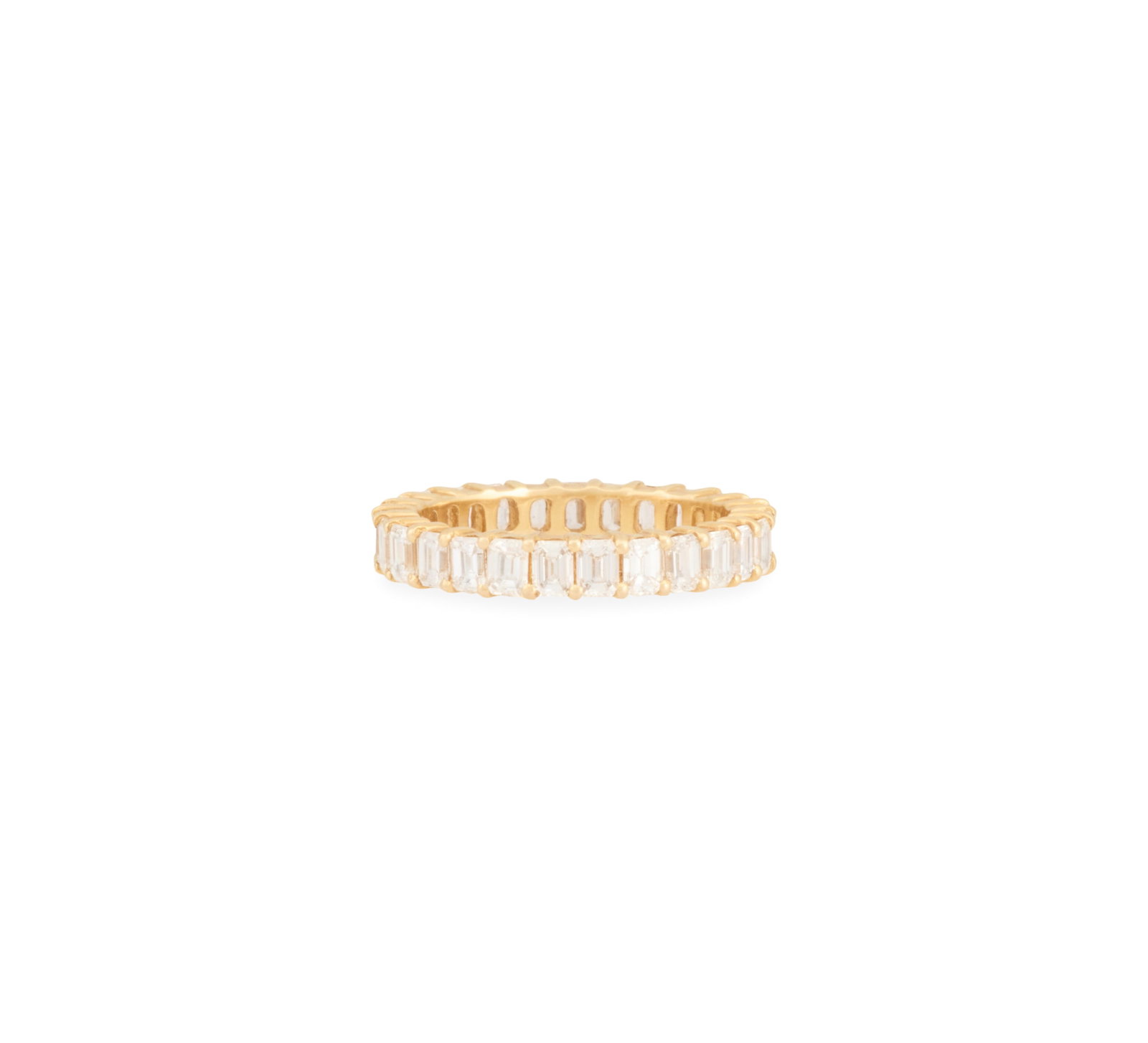 Emerald-Cut Diamond Eternity Band: Emerald-Cut Diamond Eternity Band 14k yellow gold, the band mounted with emerald-cut diamonds weighing approximately 2.75 carats in total. size 7, total weight 3.9 grams