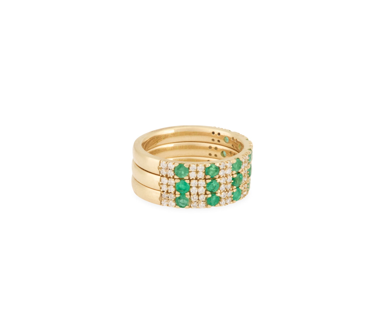 Three Emerald and Diamond Stackable Bands - 4