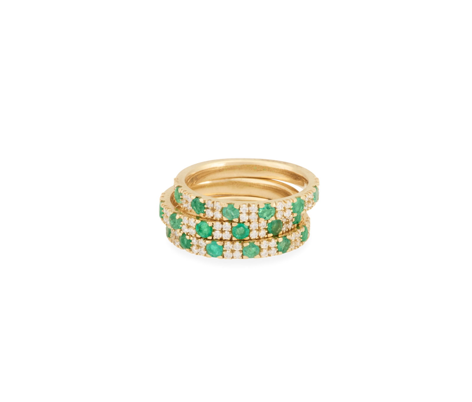Three Emerald and Diamond Stackable Bands - 5