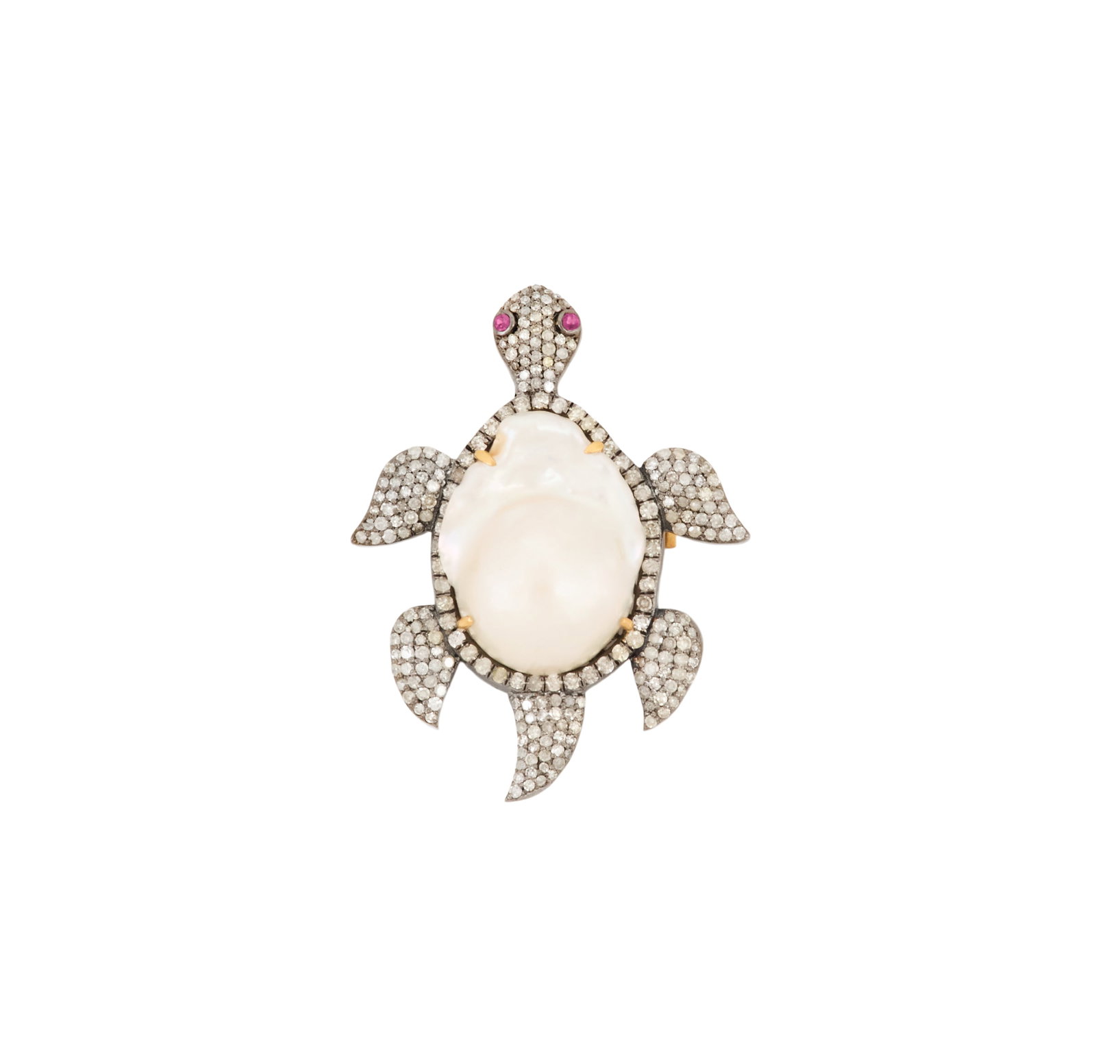 Pearl and Diamond Turtle Brooch/Pendant (1 of 1)