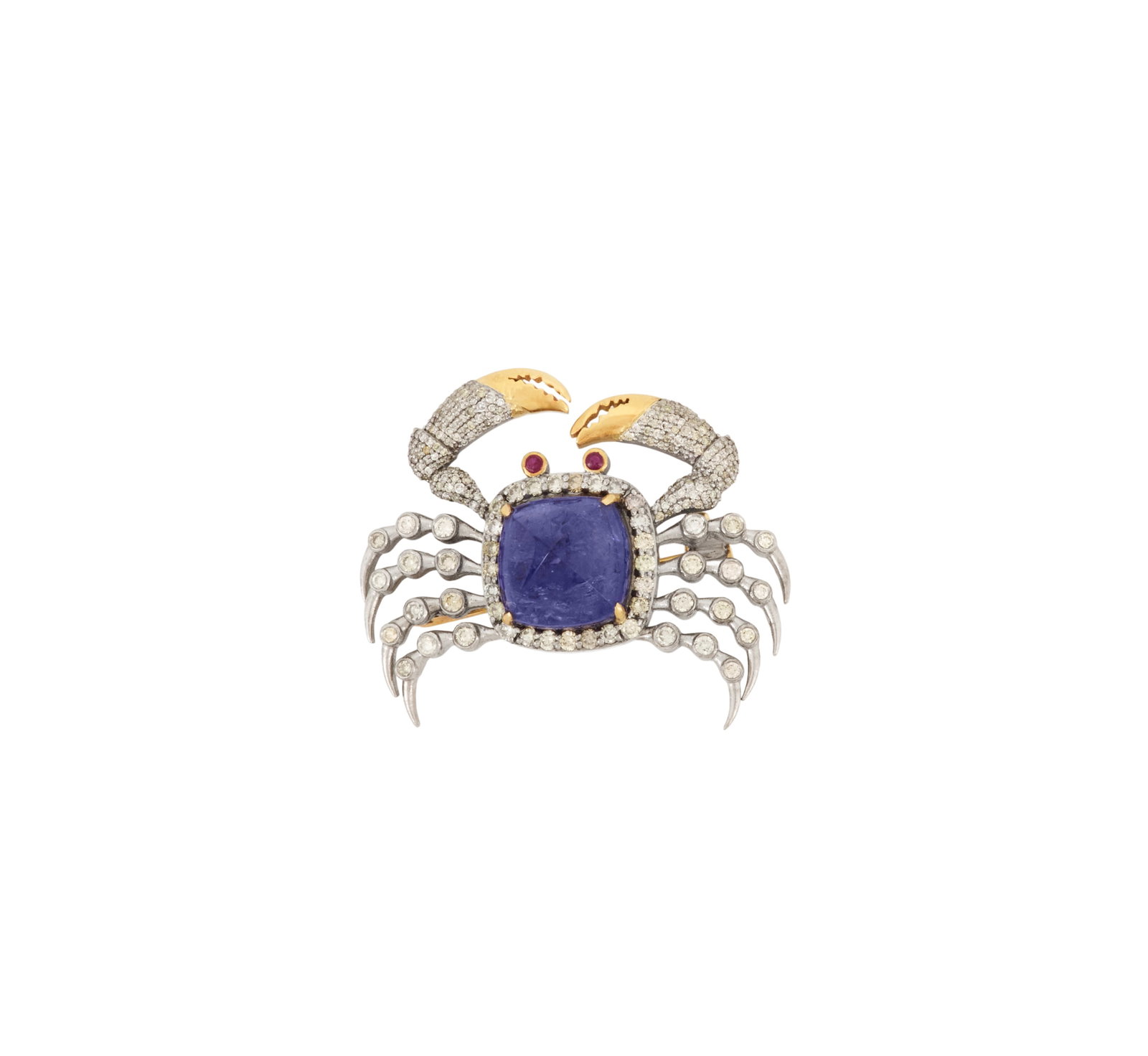 Tanzanite, Diamond and Ruby Crab Brooch/Pendant (1 of 1)