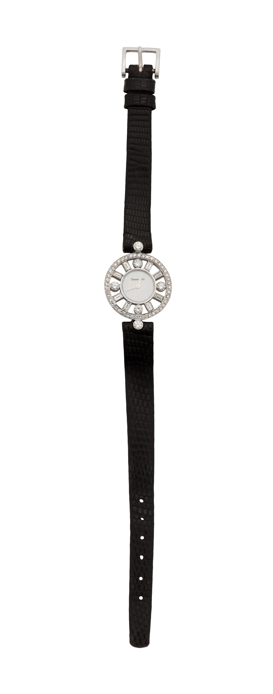 Tiffany & Co. Paloma Picasso Diamond Quartz Watch: Tiffany & Co. Paloma Picasso Diamond Quartz Watch 18k white gold, the watch mounted with round brilliant-cut and baguette-cut diamonds weighing approximately 1.40 carats in total, stamped on the back 