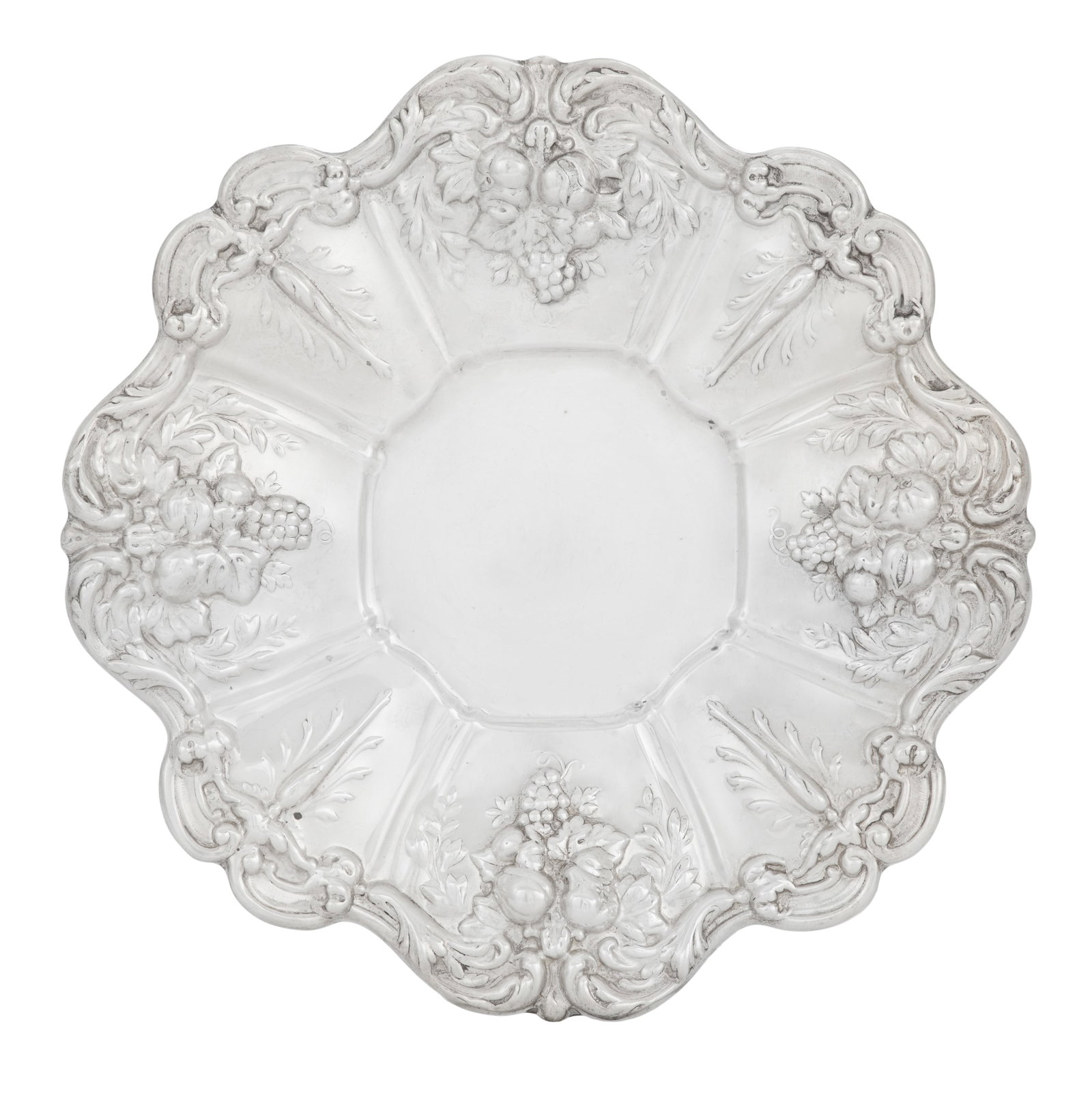 Reed & Barton "Francis I" Sterling Sandwich Plate: Reed & Barton "Francis I" Sterling Silver Sandwich Plate the pattern designed in 1907 by Ernest Meyers, Taunton, Massachusetts. dia. 11-1/2"; 16.74 t. oz.