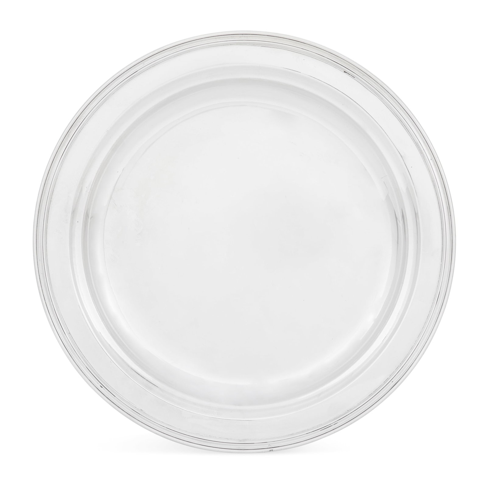 Tiffany & Co. Sterling Silver Salver: Tiffany & Co. Sterling Silver Salver the pattern introduced in 1893, this example first half 20th century, New York, New York, circular with molded rim, no monograms. dia. 13"; 30.42 t. oz.