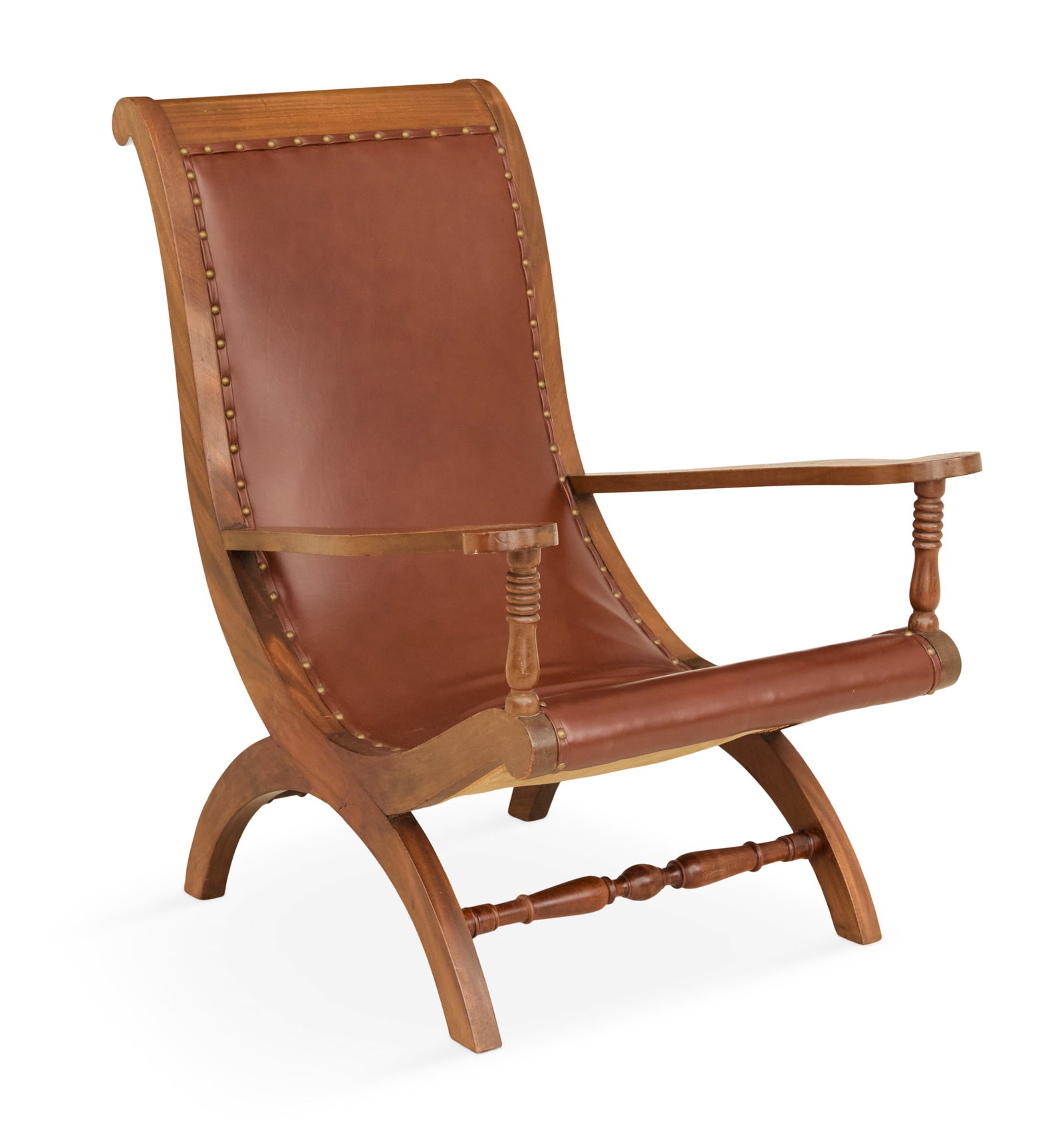 Southern Mahogany and Leather Campeche Chair (1 of 3)
