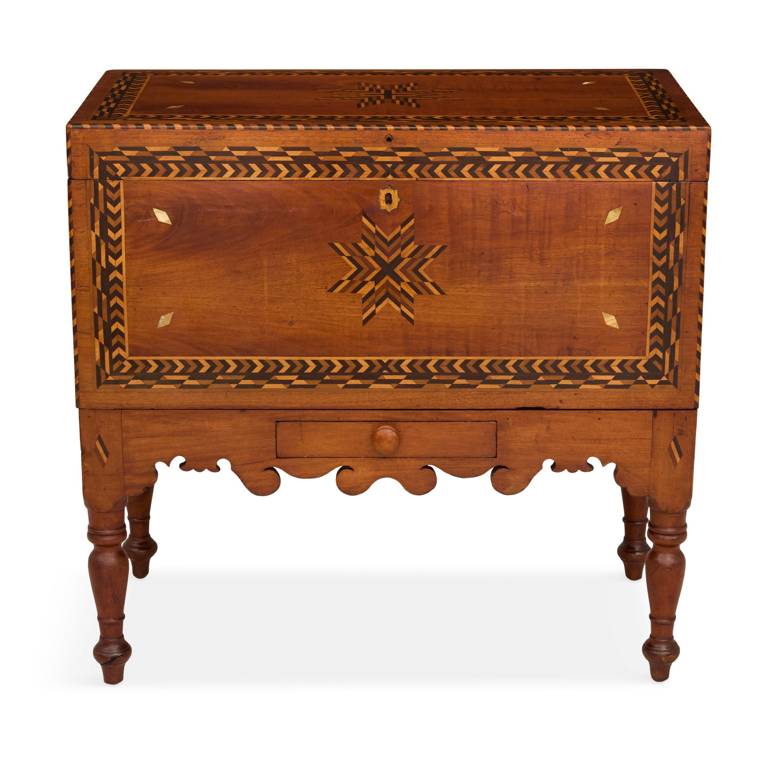 Early Sheraton Inlaid Cherrywood Chest on Stand (1 of 6)
