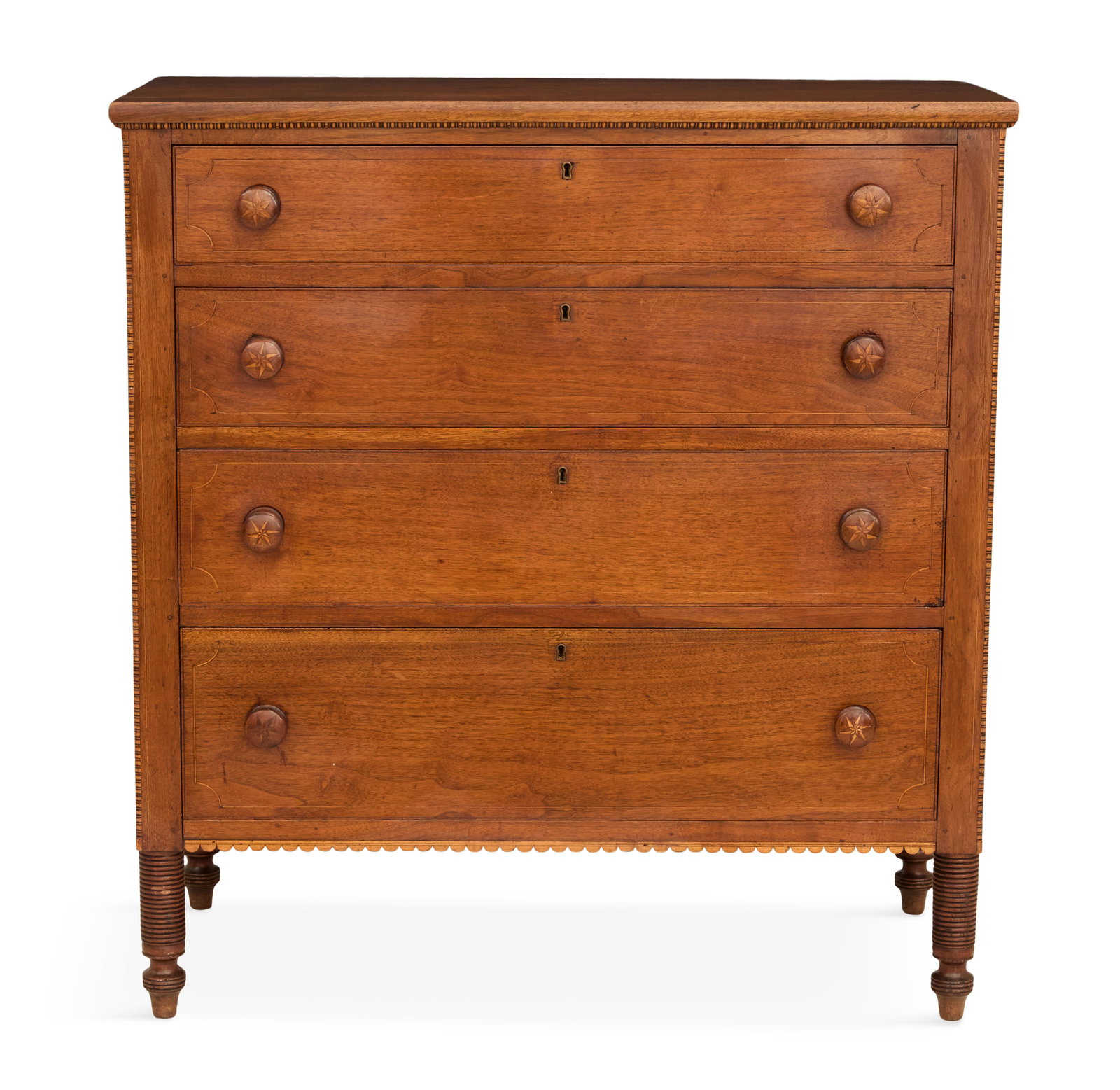 Late Federal Southern Inlaid Walnut Chest (1 of 4)