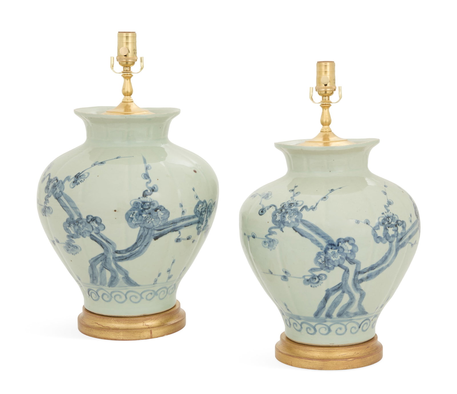 Pair of Chinese Porcelain Lobed Vase Lamps (1 of 2)