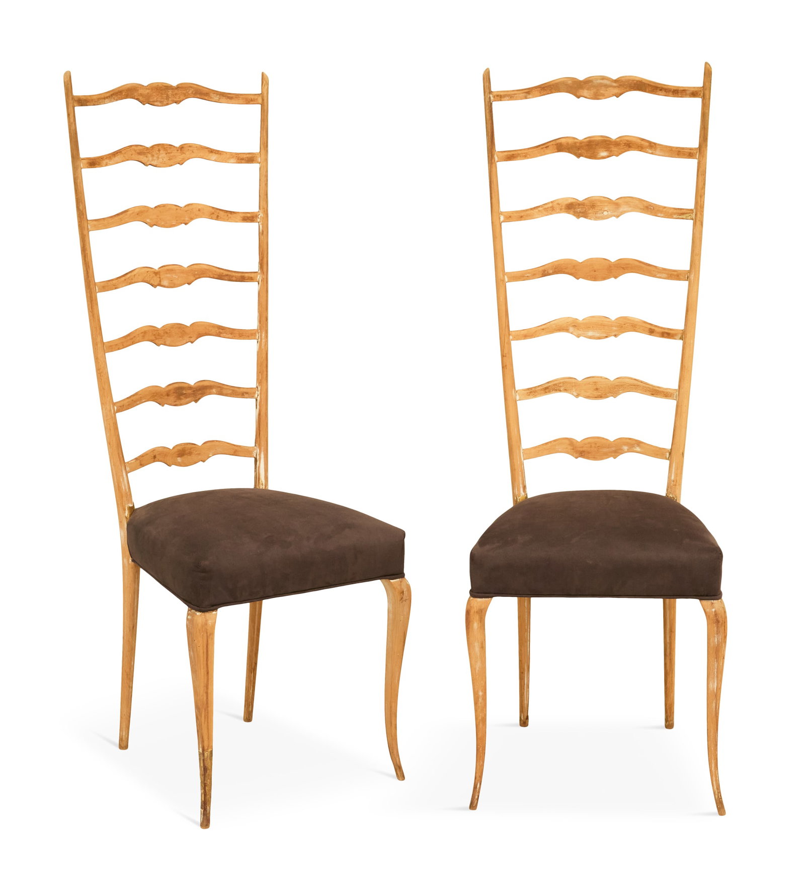 Pair of Tall Pickled Pine Ladderback Chairs (1 of 2)