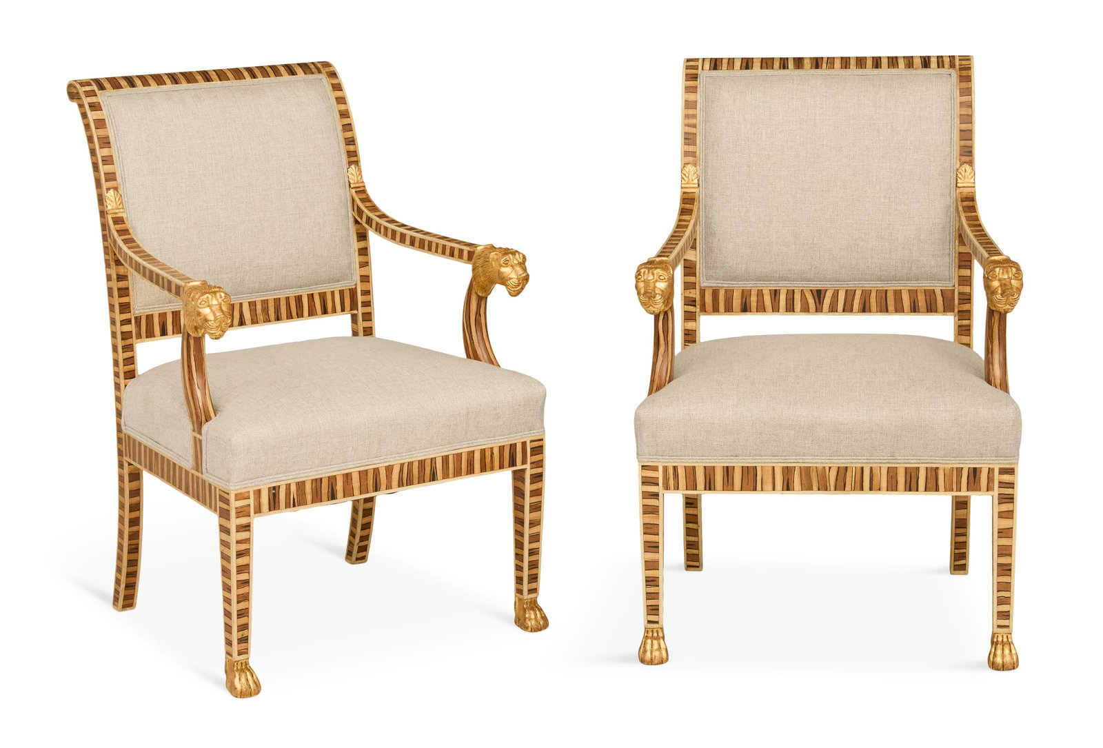 Pair of Empire-Style Parcel-Gilt Armchairs (1 of 5)