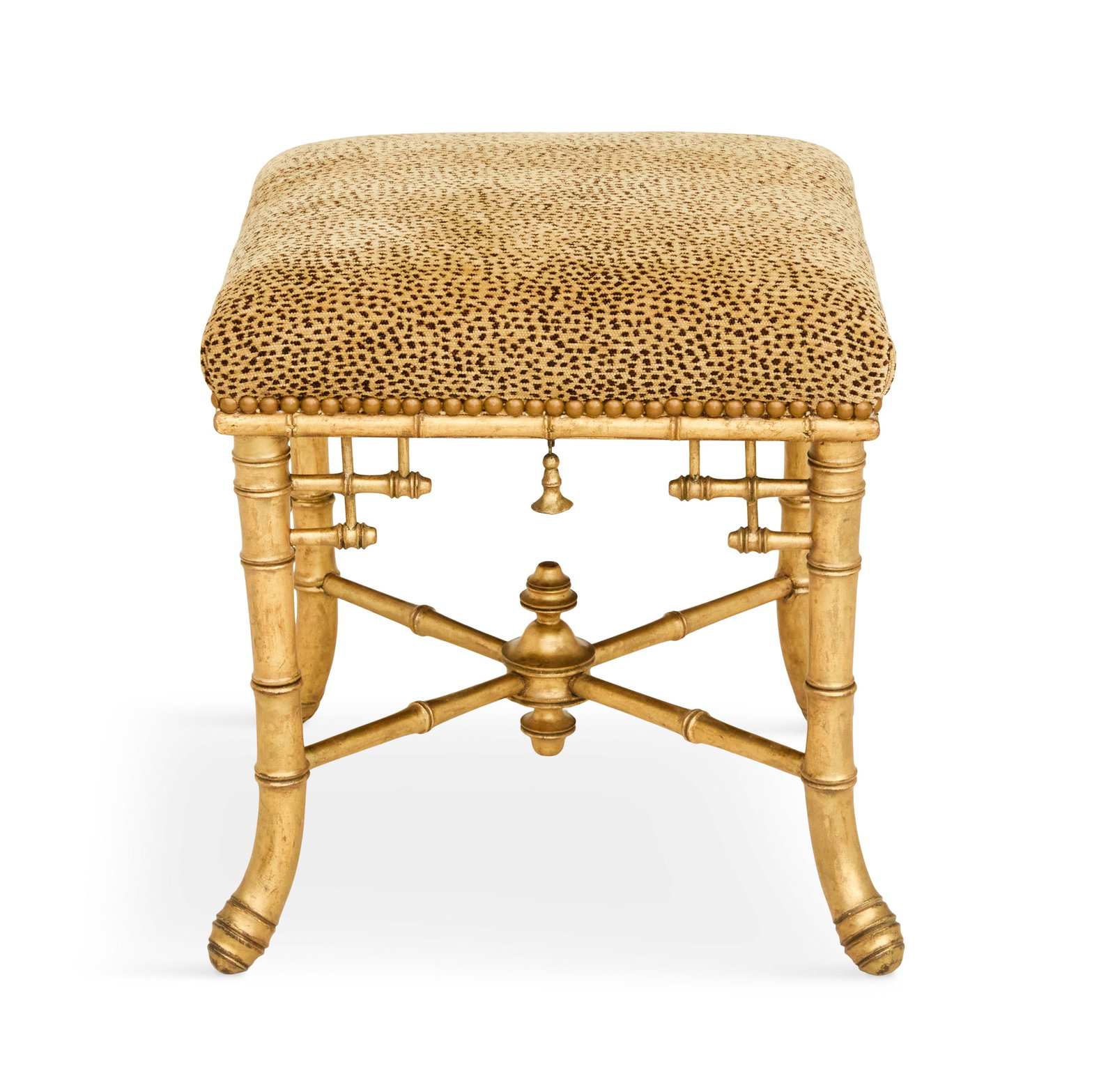 Regency-Style Giltwood Faux-Bamboo Stool (1 of 3)