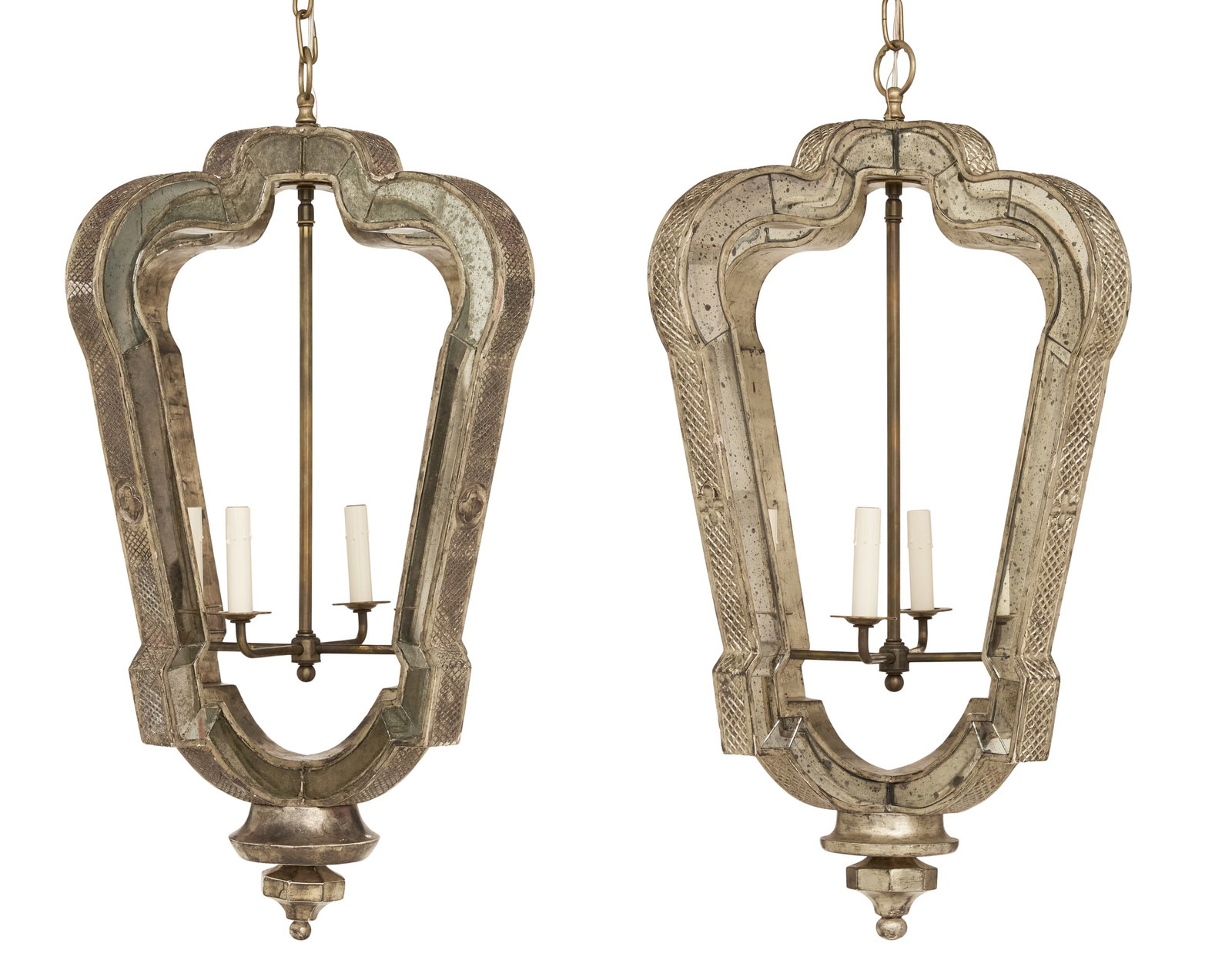Pair of Silver-Gilt and Mirror Glass Lanterns (1 of 5)
