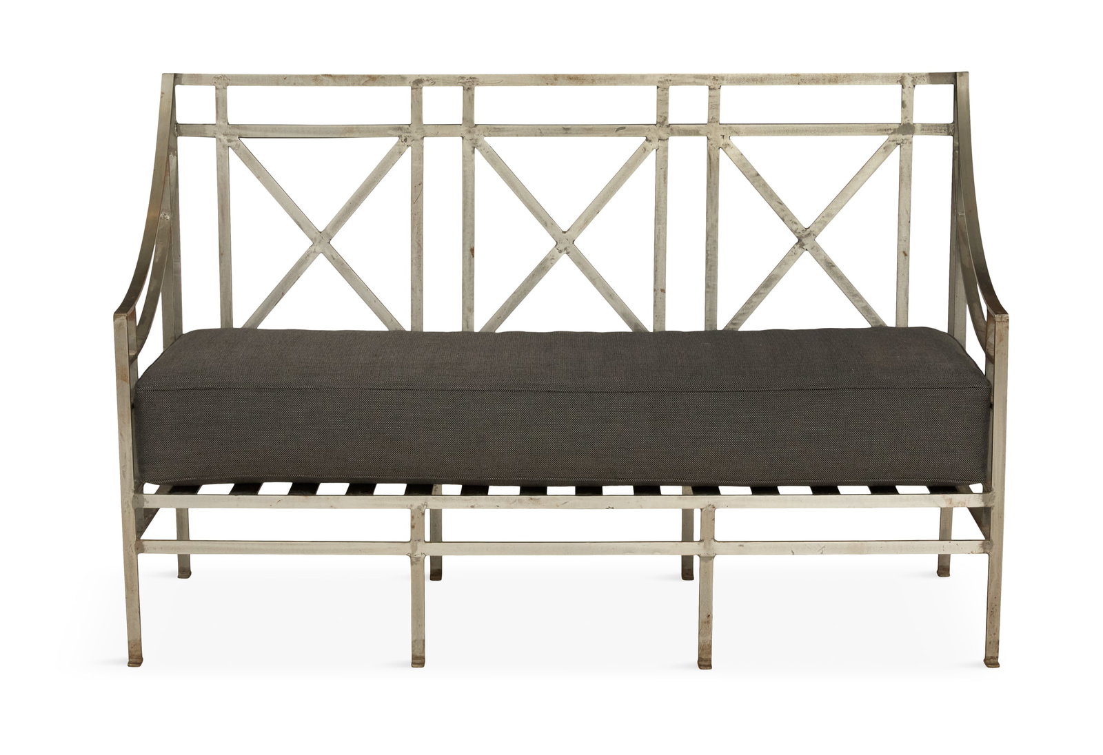 Brushed Steel Bench in the Neoclassical Taste (1 of 4)