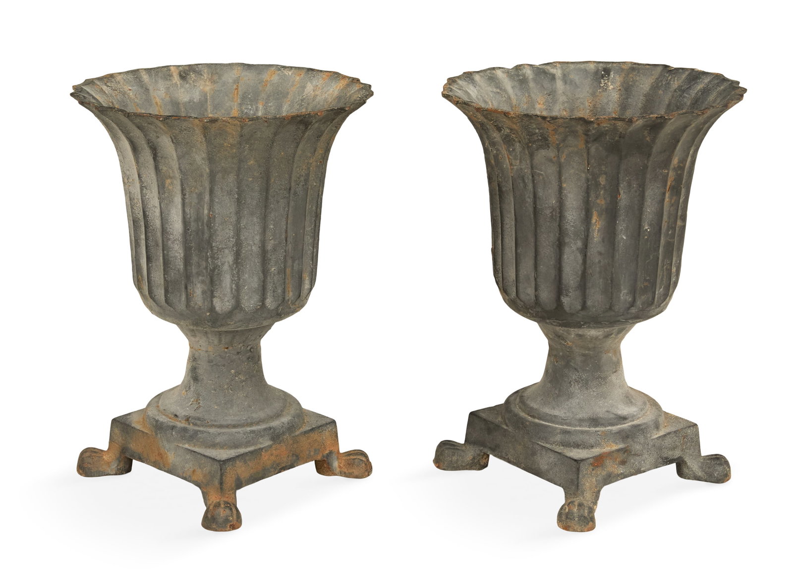 Pair of Cast-Iron Garden Urns (1 of 2)