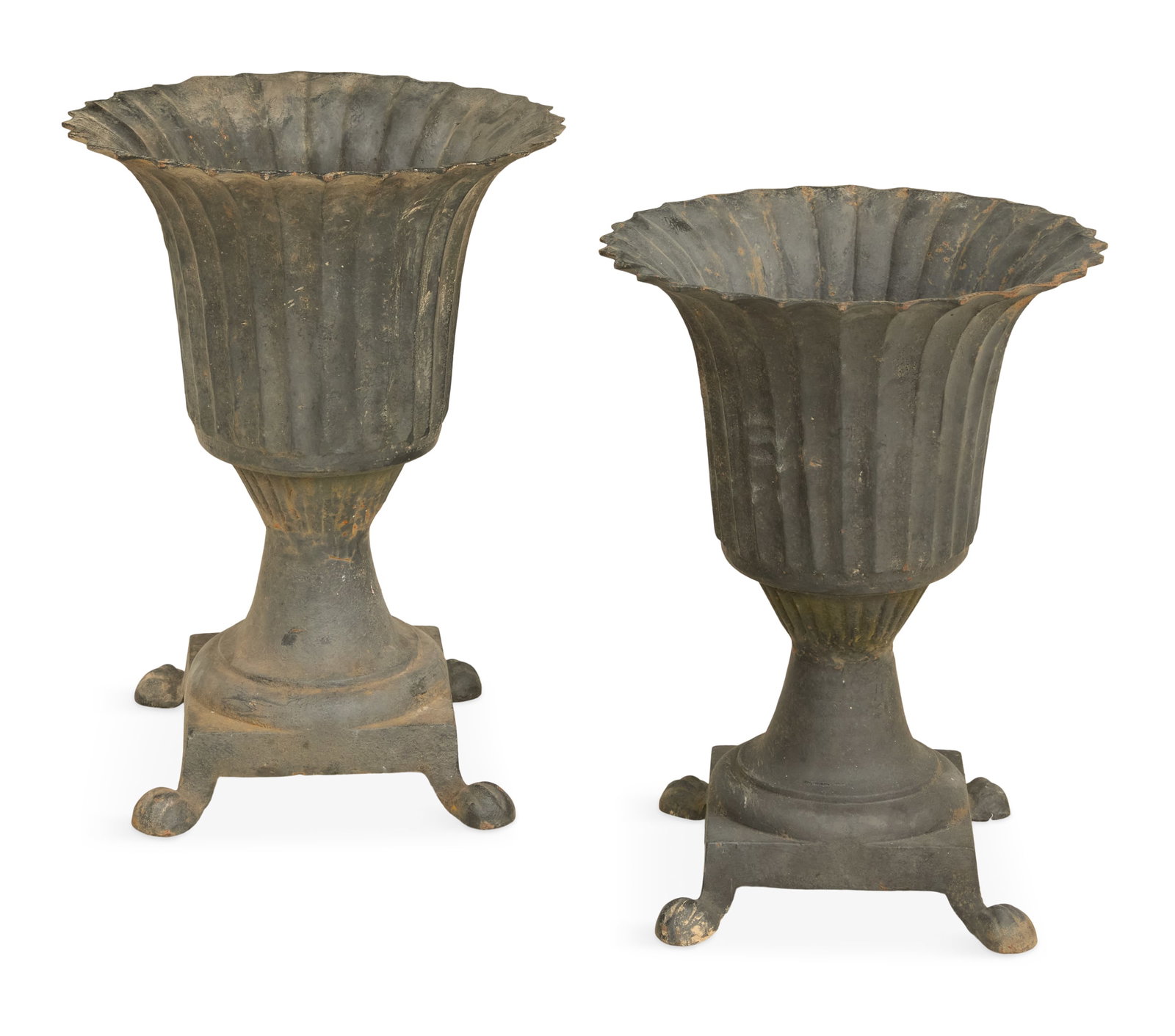 Pair of Cast-Iron Garden Urns (1 of 2)