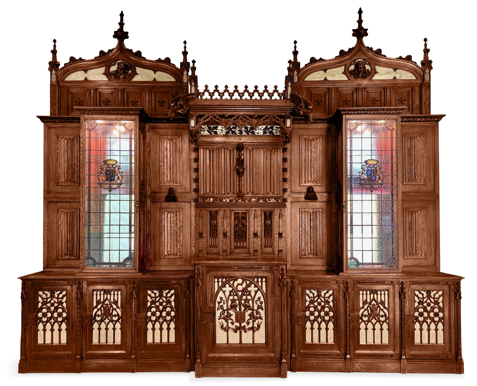 Monumental French Gothic Revival Oak Cabinet (1 of 7)