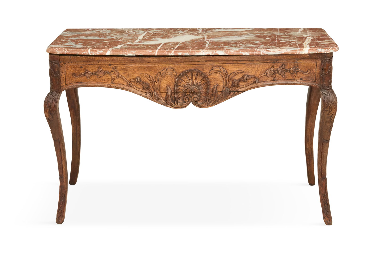 English Oak and Marble-Top Side Table (1 of 3)