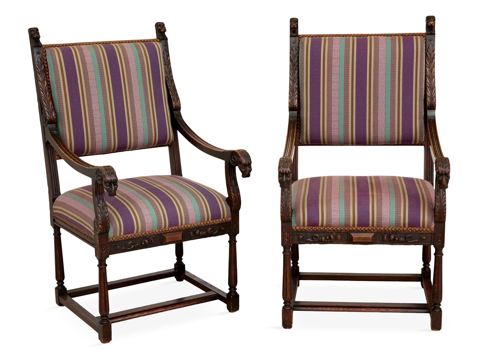 Pair of Continental Oak Armchairs (1 of 2)