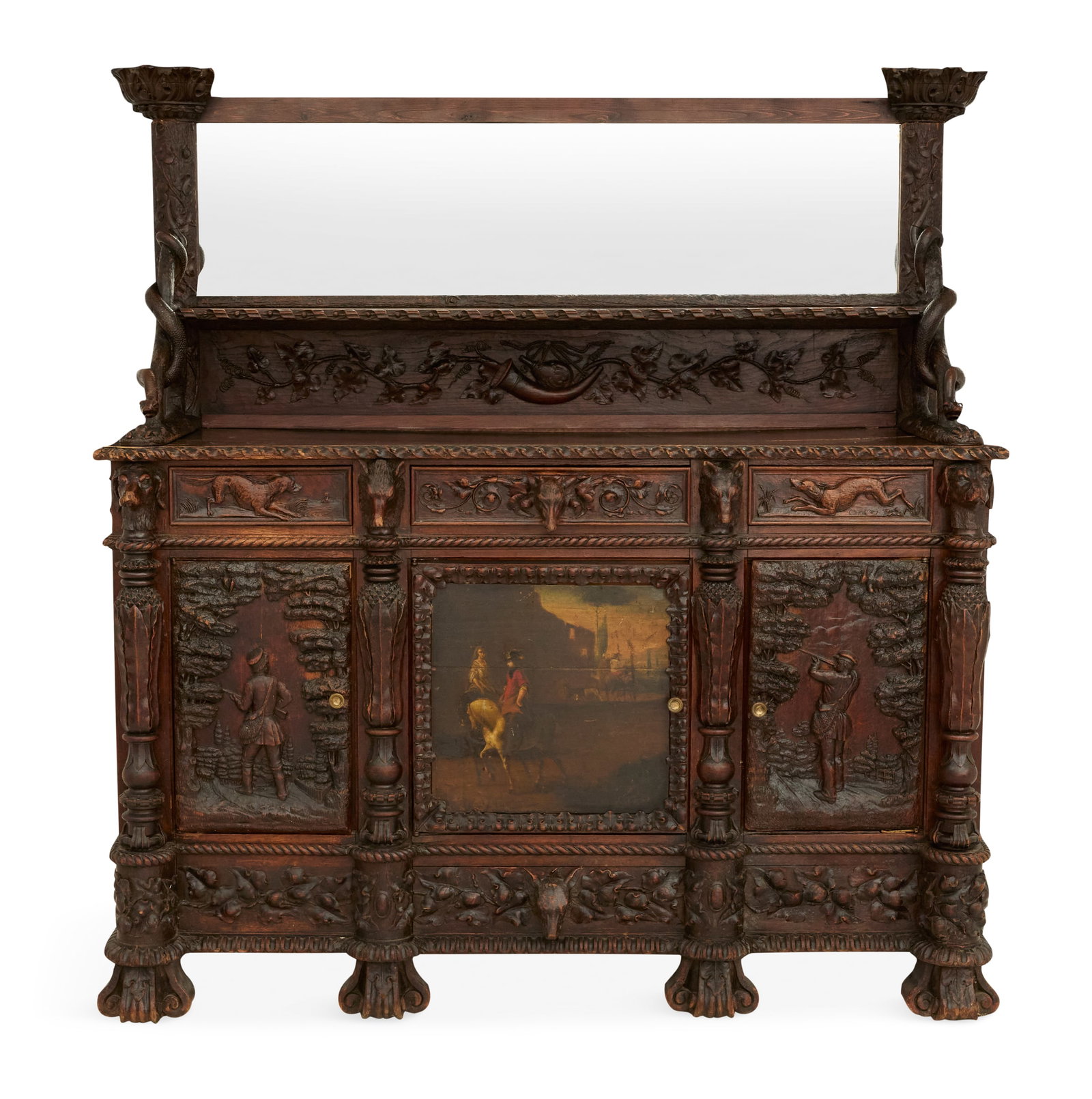 Interesting Black Forest Carved Oak Sideboard (1 of 7)