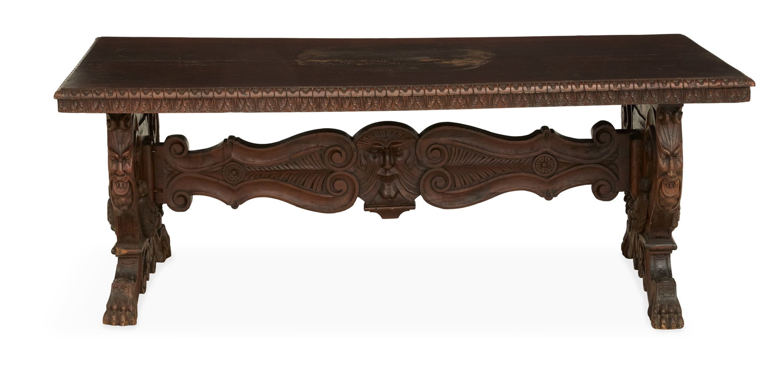 Continental Carved Walnut Library Table (1 of 5)