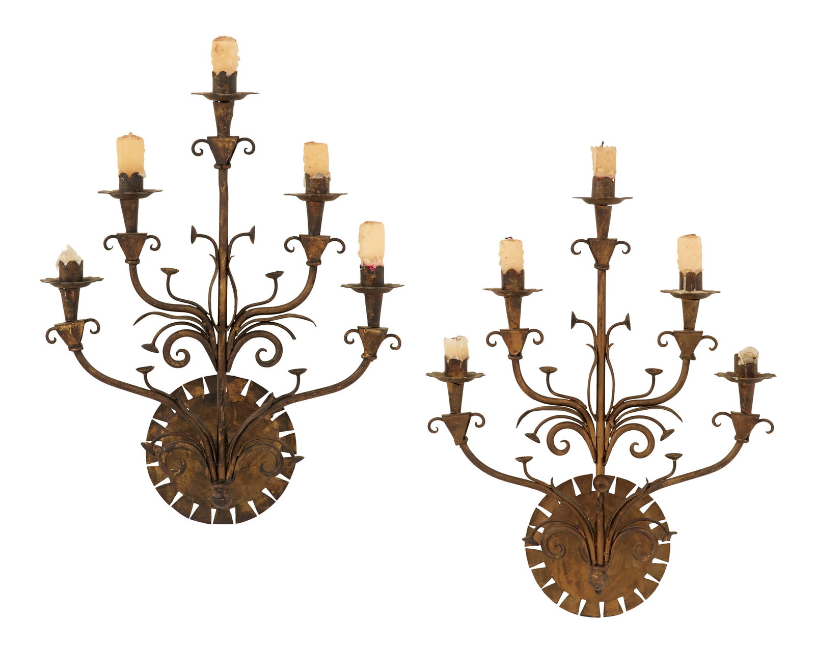 Pair of Italian Gilt-Metal Five-Light Sconces (1 of 3)