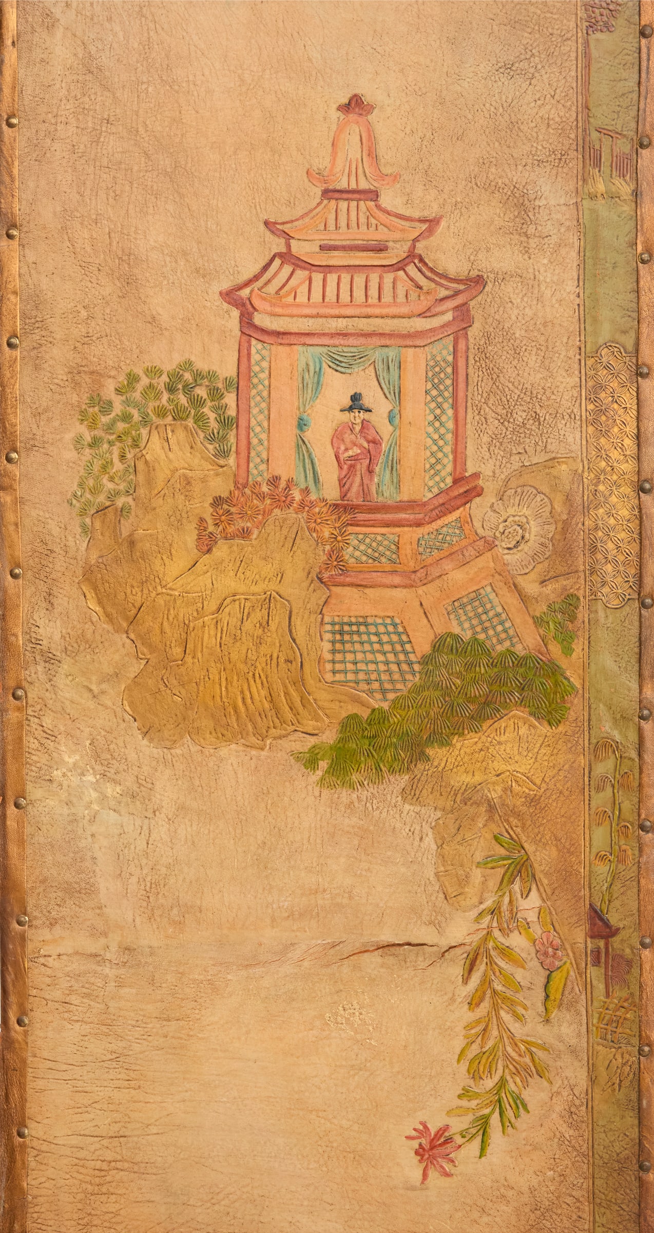 Four-Panel Leather Screen - 4