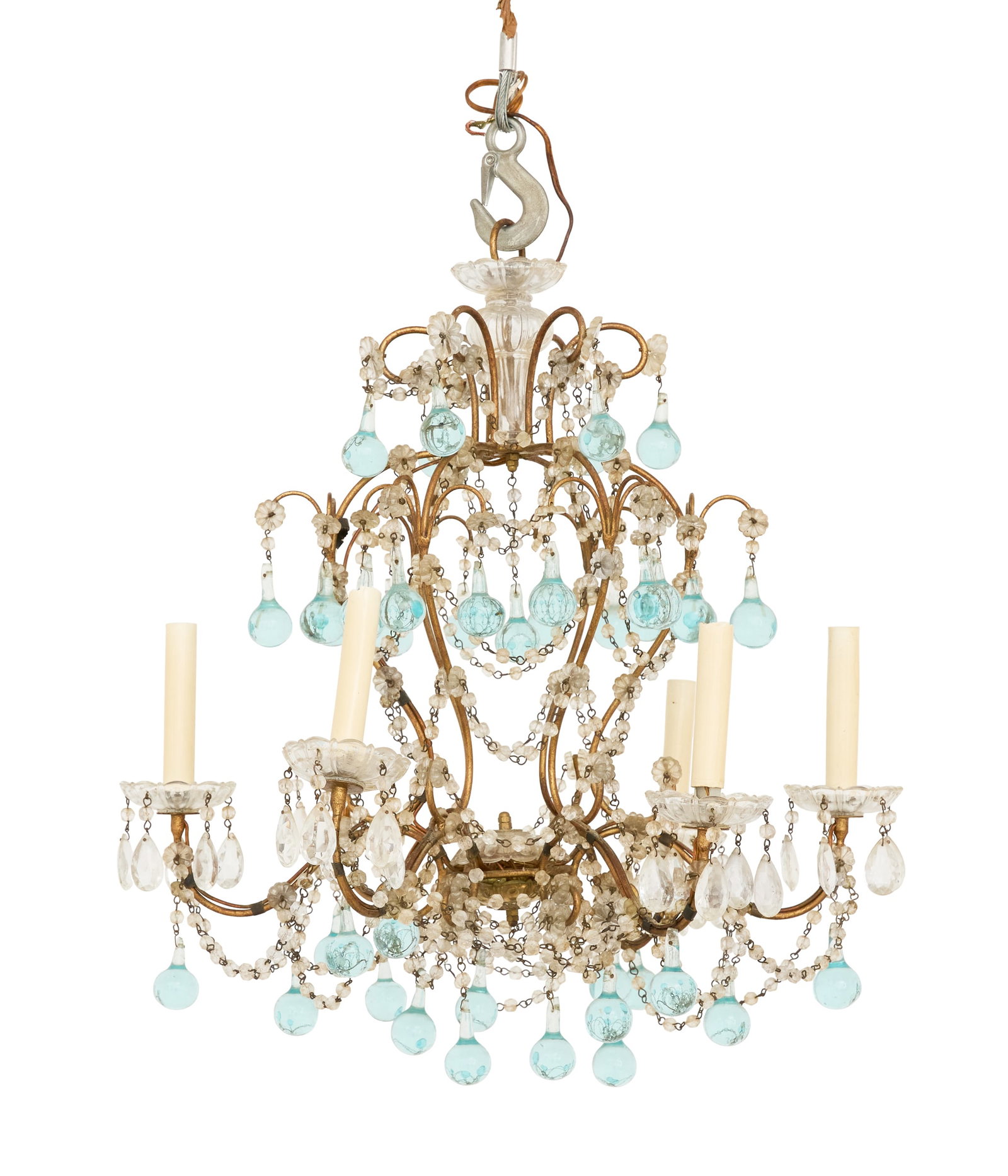 Italian Gilt-Metal and Crystal Chandelier (1 of 2)