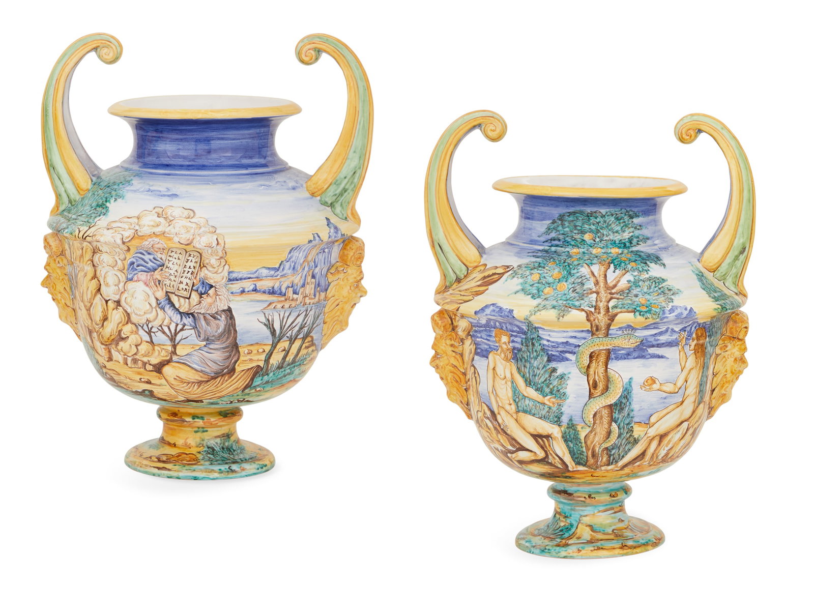 Pair of Italian Deruta Pottery Vases (1 of 6)