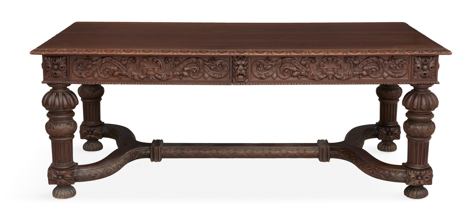 Large Baroque-Style Mahogany Library Table (1 of 3)
