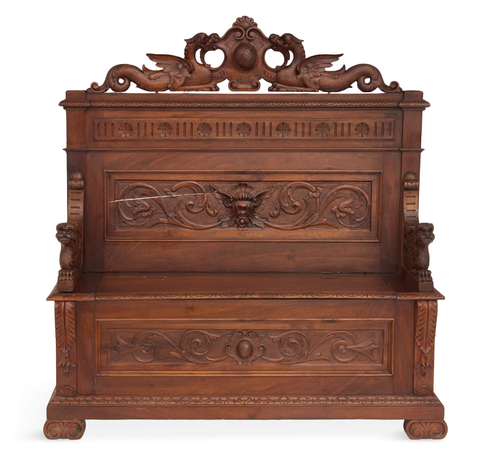 Italian Renaissance-Style Mahogany Bench (1 of 6)