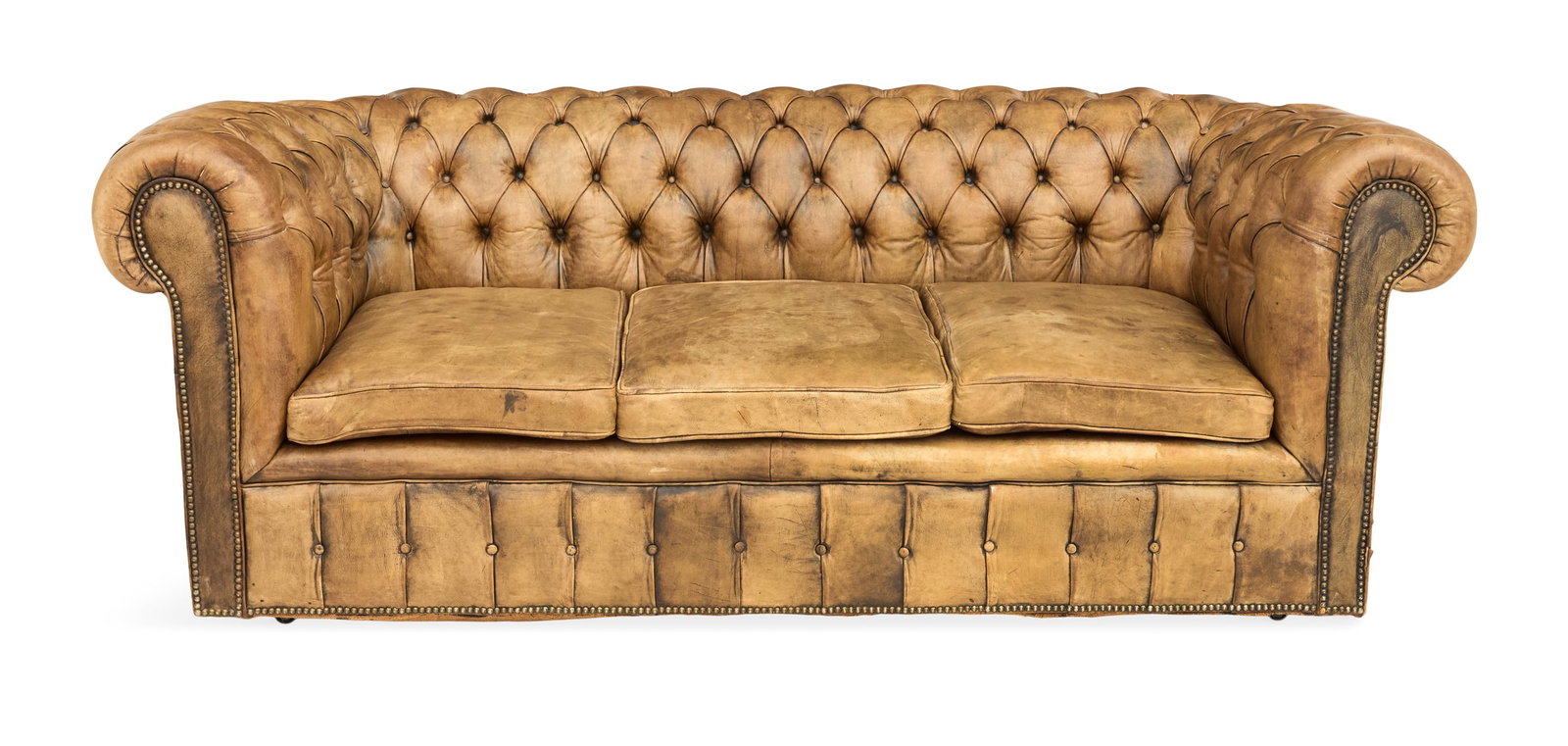 Champagne Leather Chesterfield Sofa (1 of 3)