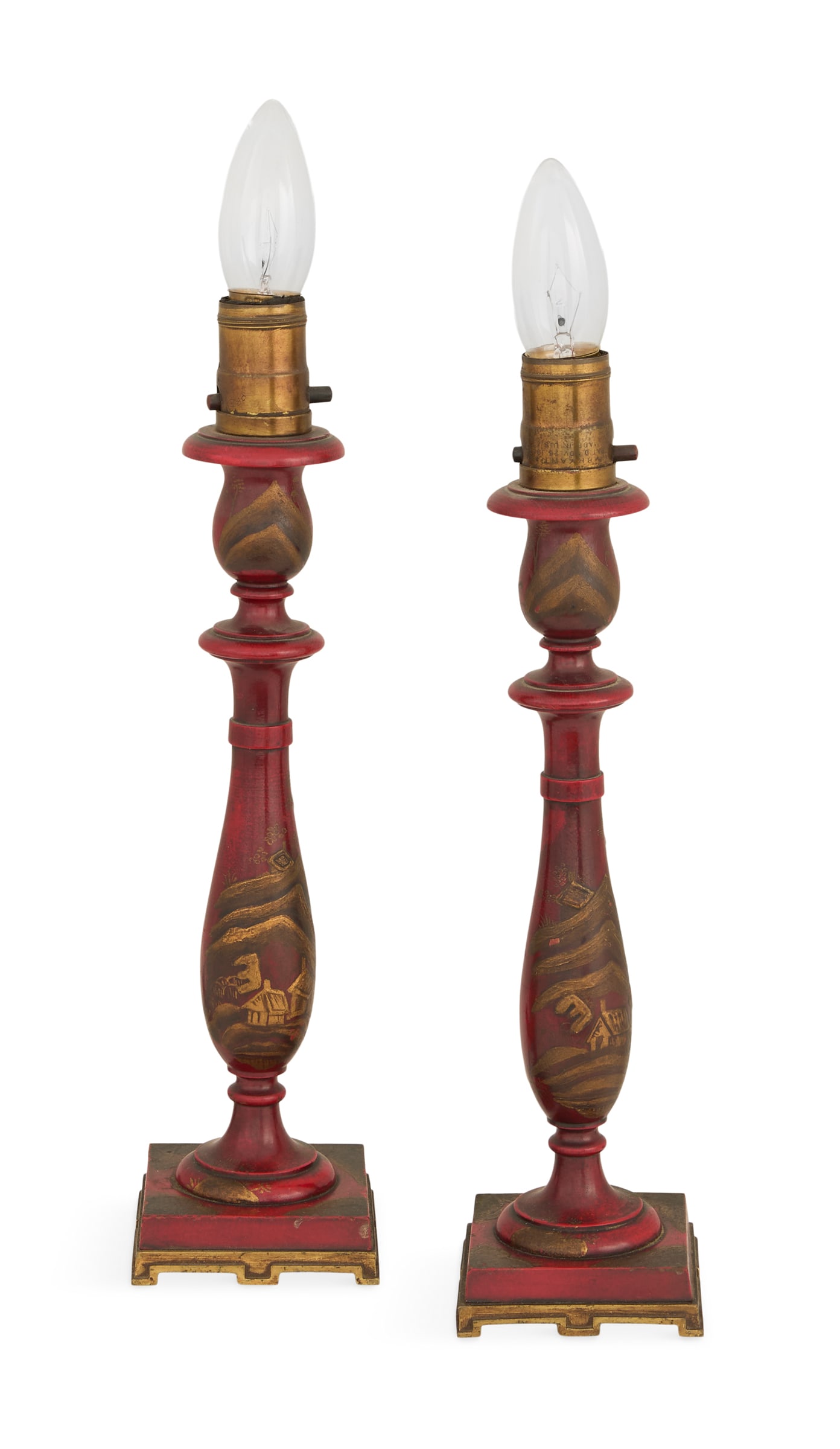Pair of English Japanned Boudoir Lamps (1 of 2)